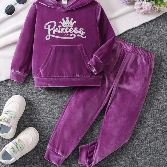 Toddler girl Purple Princess Hoodie and Jogger Set - Picture 1 of 4